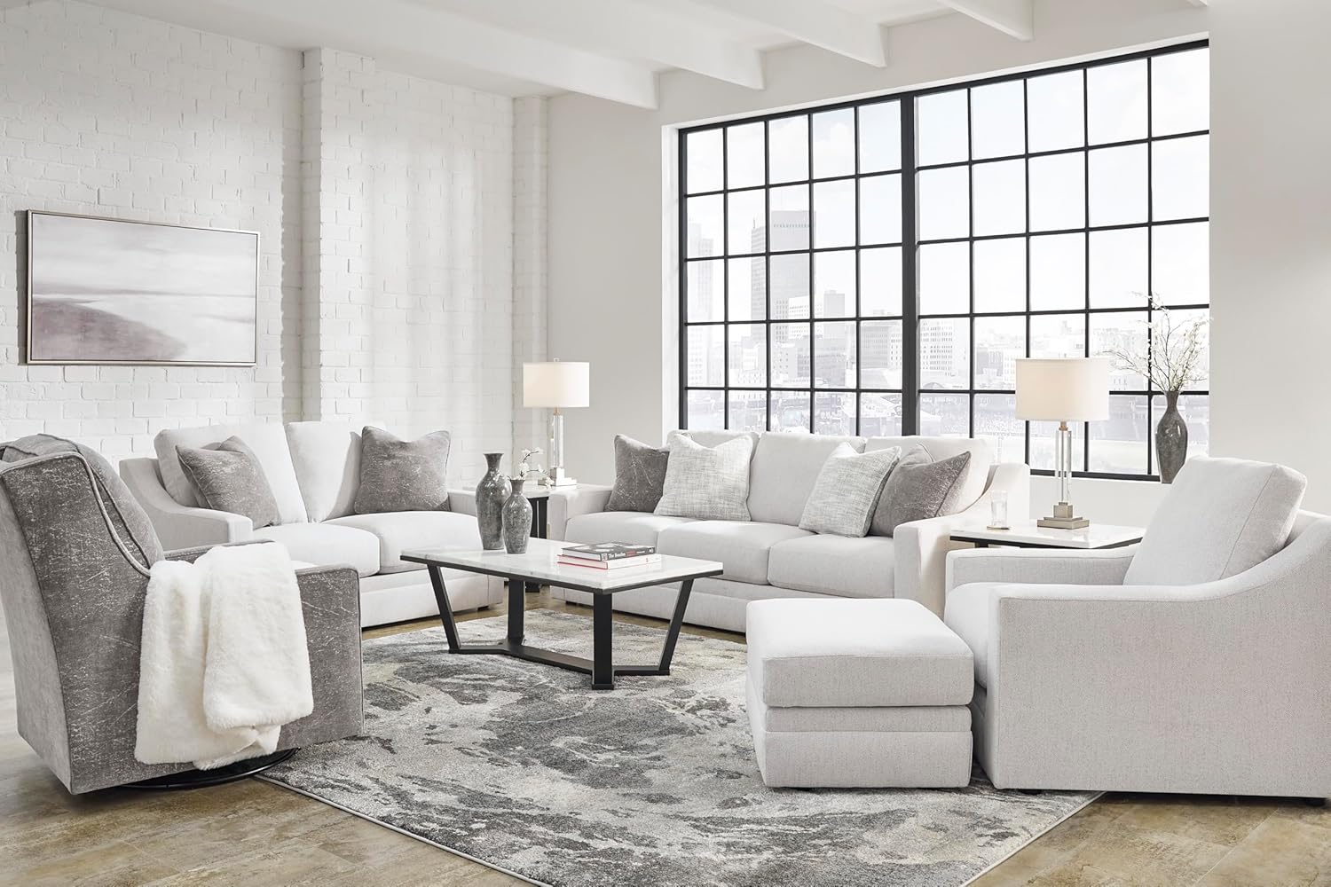 Signature Design by Ashley Maitelynn Casual Upholstered Ottoman, White