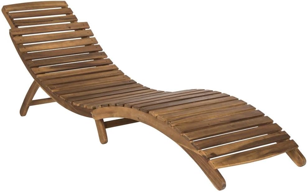 SAFAVIEH Outdoor Collection Pacifica Natural Brown Solid Wood/Beige Cushion 3-Piece Chaise Lounge Set with Table (PAT7020B)