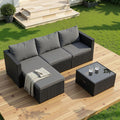 Shintenchi 4 Pieces Patio Furniture Sets, Outdoor Sofa Patio Sectional Sets All Weather, 2-in-1 Wicker Rattan Seating Sofa Couch with Cushions & Coffee Table for Yard, Garden, Porch, Poolside (Gray)
