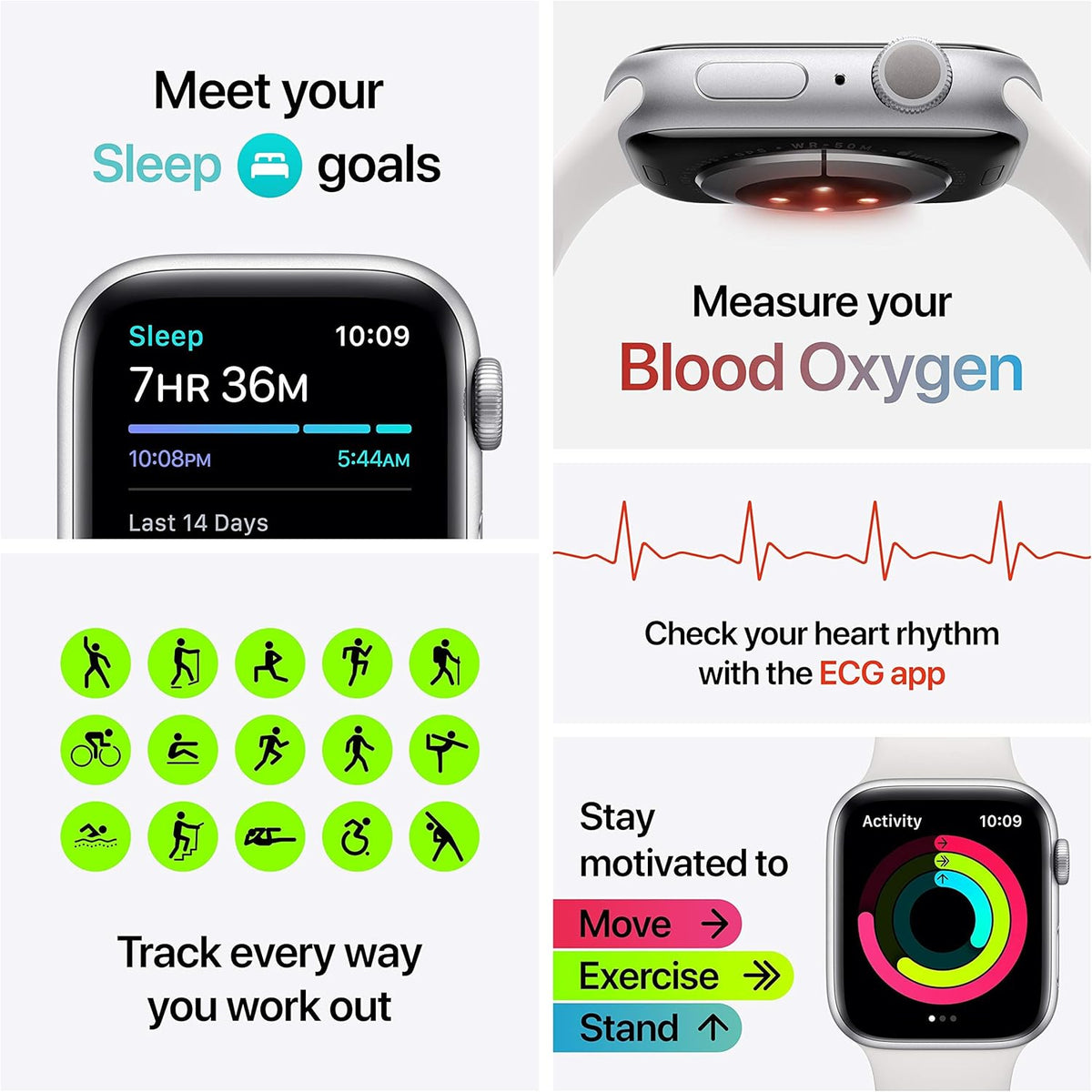 Apple Watch Series 6 (GPS, 40mm) - Space Gray Aluminum Case with Black Sport Band (Renewed)
