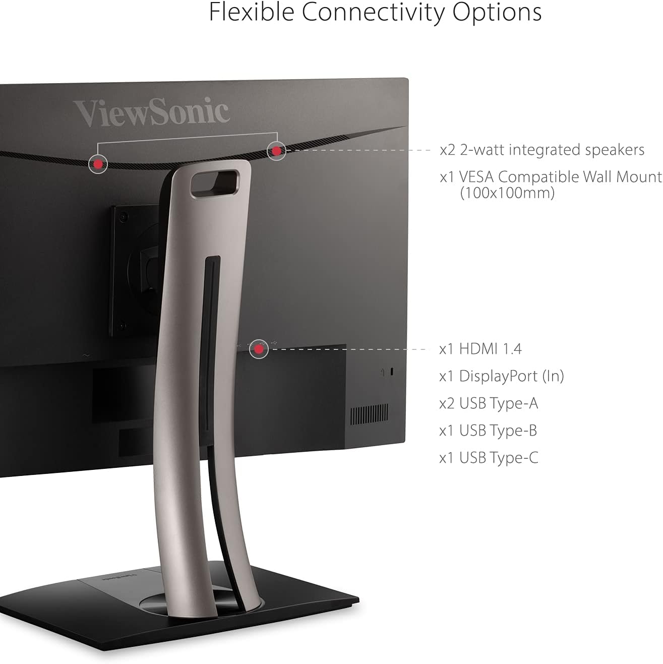 ViewSonic VP2756-2K 27 Inch IPS 1440p Ergonomic Monitor, Color Accuracy, Pantone Validated, 60W USB C (Renewed)