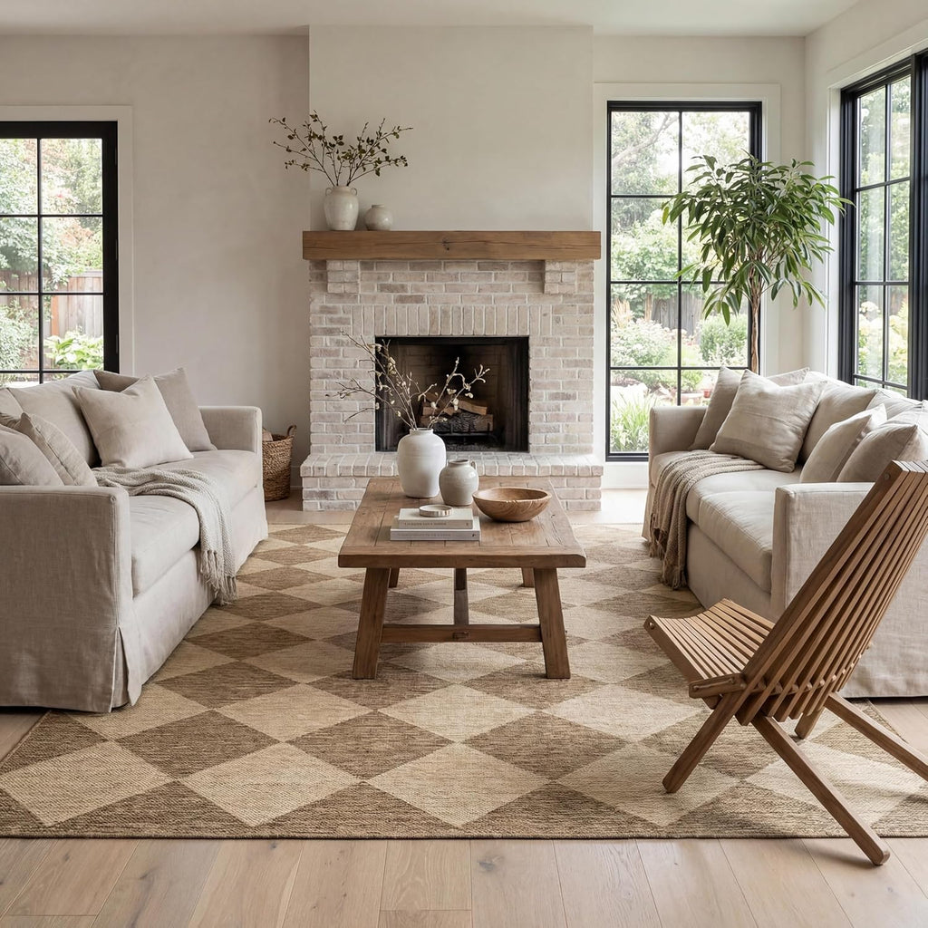 nuLOOM Outdoor Performance Collection Sabina Trellis Brown/Ivory, 8' x 10', Soft and Cozy, High Traffic, Stain Resistant, Easy Clean, Durable Area Rug for Indoor/Outdoor Patio, Deck, Porch, Garden