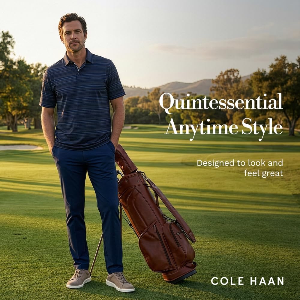 Cole Haan Links Golf Polo Shirts for Men - Lightweight and Breathable 4-Way Stretch with Moisture Management Technology