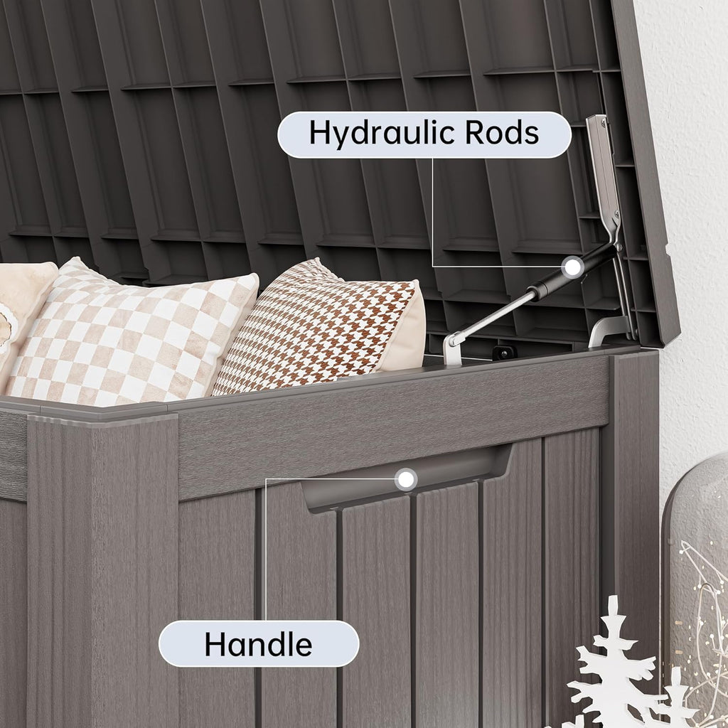 150 Gallon Outdoor Storage Box, Resin Deck Boxes Outdoor Waterproof For Patio Furniture, Garden Tools, Pool Supplies, Lockable And UV Resistant (Striped Gray)