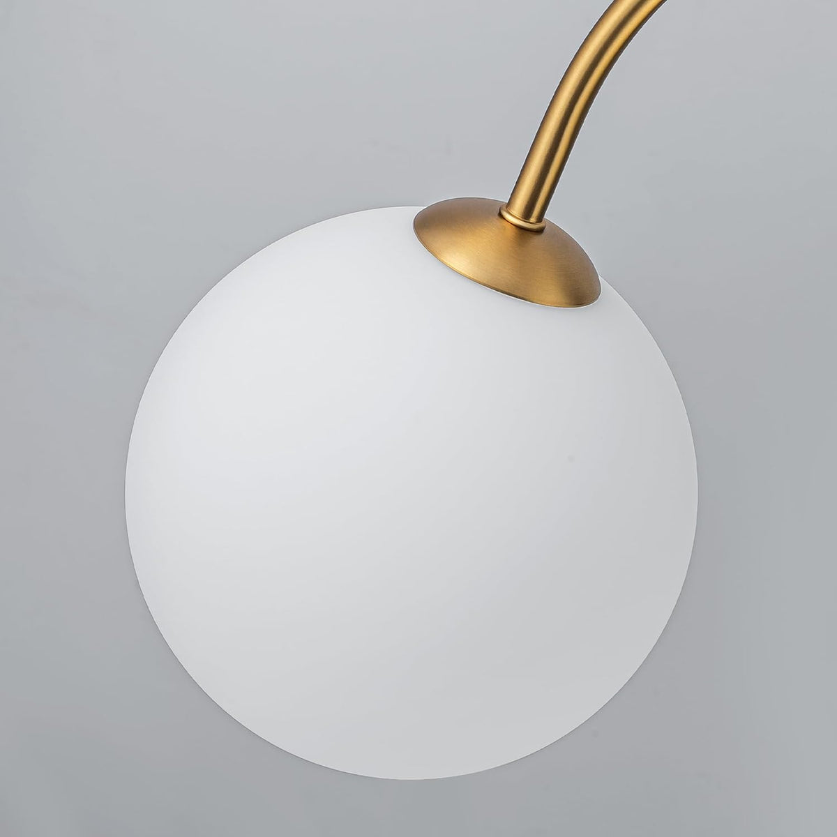 LamQee 4 Lights Mid Century Modern Chandelier, Milk Glass Globe Chandelier Light Fixture with Gold Metal & White Ball, Large Pendant Lighting Ceiling Hanging for Dining Room Kitchen Island Entryway