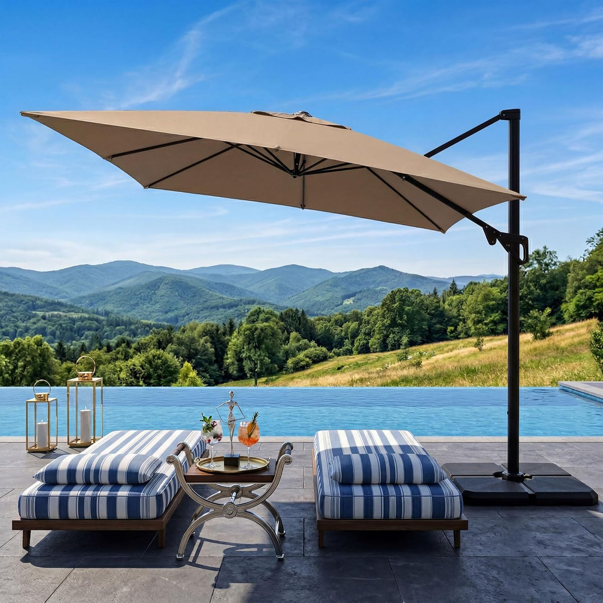 SUNBURY 10x13FT 10x10FT Patio Umbrella Outdoor Offset Umbrella with 8 Sturdy Ribs Market Umbrella with 360 Rotation Cantilever Sun Shade for Backyard, Lawn