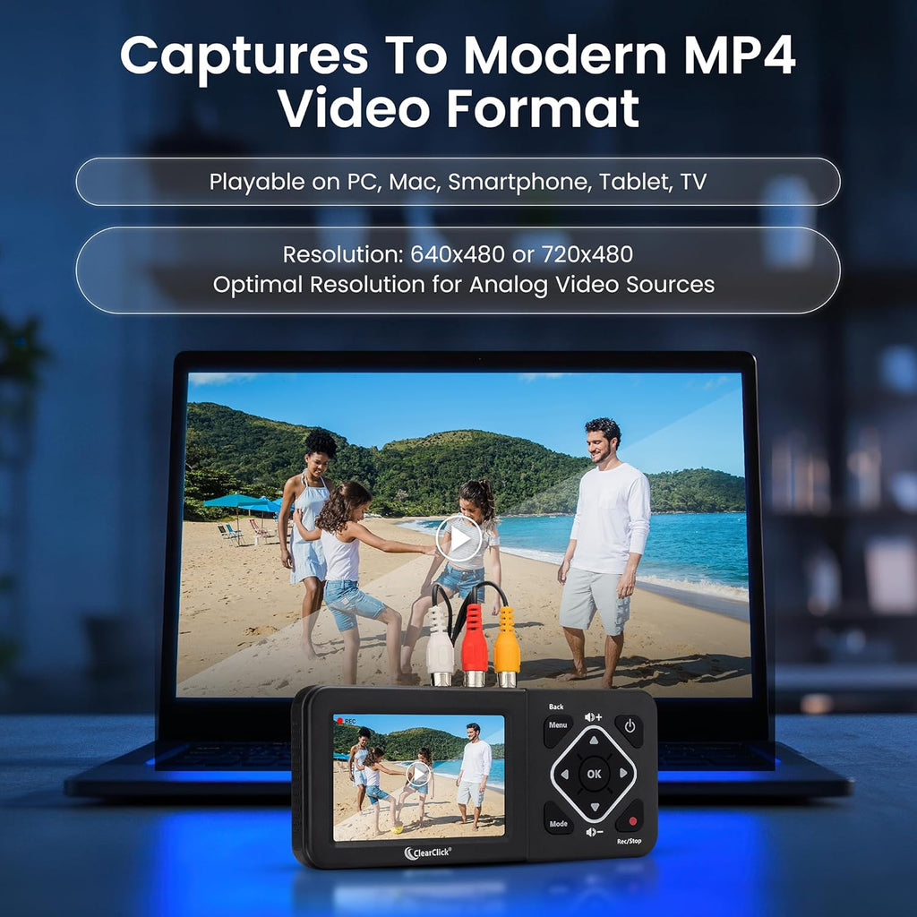 ClearClick Video to Digital Converter 2.0 (Second Generation) - Record Video from VCR's, VHS Tapes, AV, RCA, Hi8, Camcorder, DVD, Gaming Systems Requires Working VCR/Camcorder & Tapes