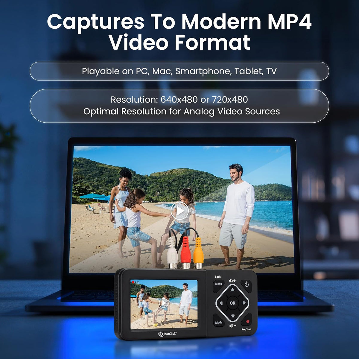 ClearClick Video to Digital Converter 2.0 (Second Generation) - Record Video from VCR's, VHS Tapes, AV, RCA, Hi8, Camcorder, DVD, Gaming Systems Requires Working VCR/Camcorder & Tapes