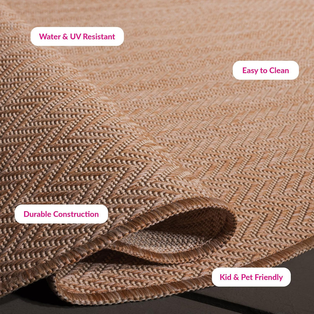 SAFAVIEH Washable Rug Outdoor Courtyard Collection - 9' x 12', Natural & Cream, Non-Shedding & Easy Cleaning, Ideal for Patio, Backyard, Mudroom (CY8022-03012)