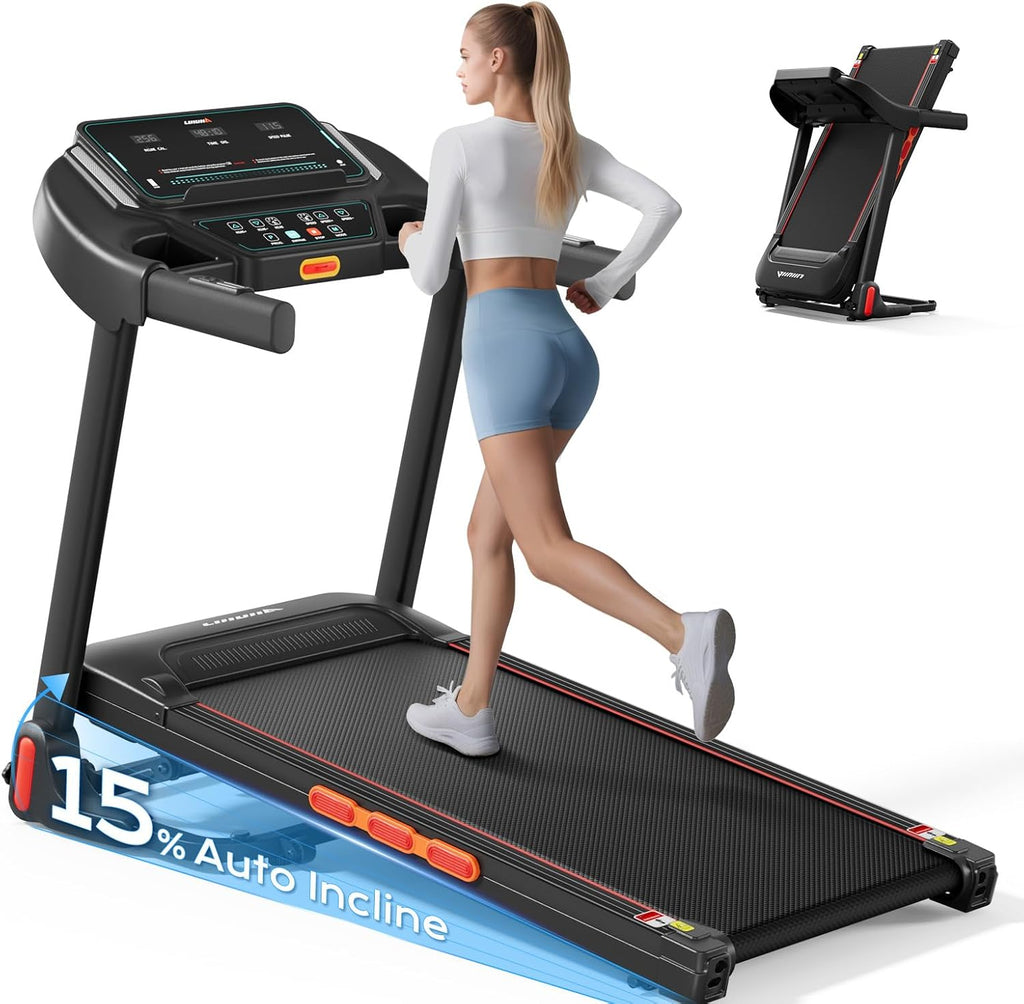 LIJIUJIA Treadmill for Home,Treadmills with 0%-15% Auto Incline,3HP Brushless,300 LBS,LED Display,Pulse Monitor