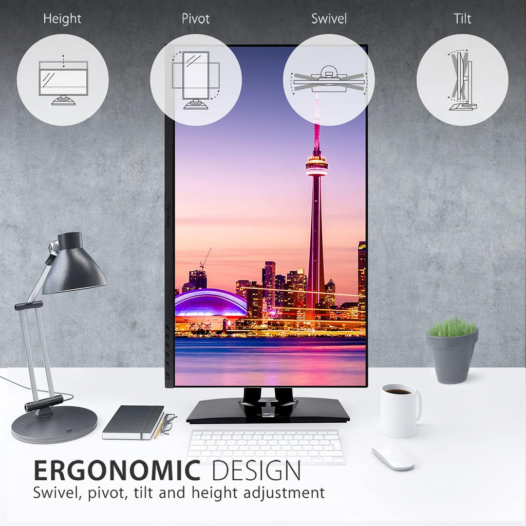 ViewSonic VP2756-2K 27 Inch IPS 1440p Ergonomic Monitor, Color Accuracy, Pantone Validated, 60W USB C (Renewed)