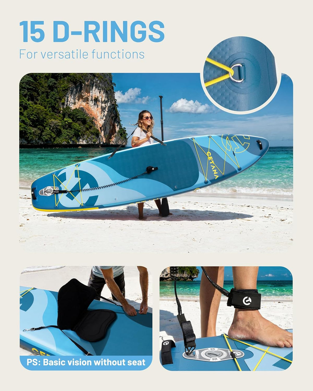 CETANA 11'6” x 35” Extra Wide Inflatable Paddle Board, 450 lb Capacity Wide Stable SUP, 2–3 Person Paddle Board for Photos, Aesthetic Photo-Ready Design, Beginner Friendly Stand Up Paddle Board