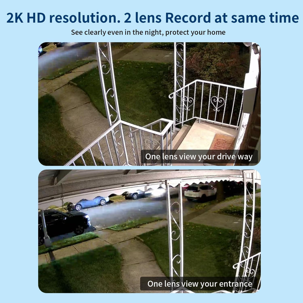 LETSCEE Dual Lens WiFi Security Camera Outdoor,5G/2.4G PTZ Outdoor Auto Tracking,HOM Security Surveillance System Camera,WiFi,Night Vision,7/24 Recording