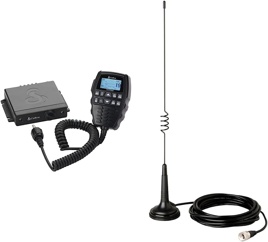 Cobra 75 All Road Wireless CB Radio, Black & HG A1000 18.5 inch Magnetic Mount CB Antenna – Heavy Duty Magnet, for use in Cars, SUVS Recreational Vehicles 100 Watt Power Handling Capability, Black