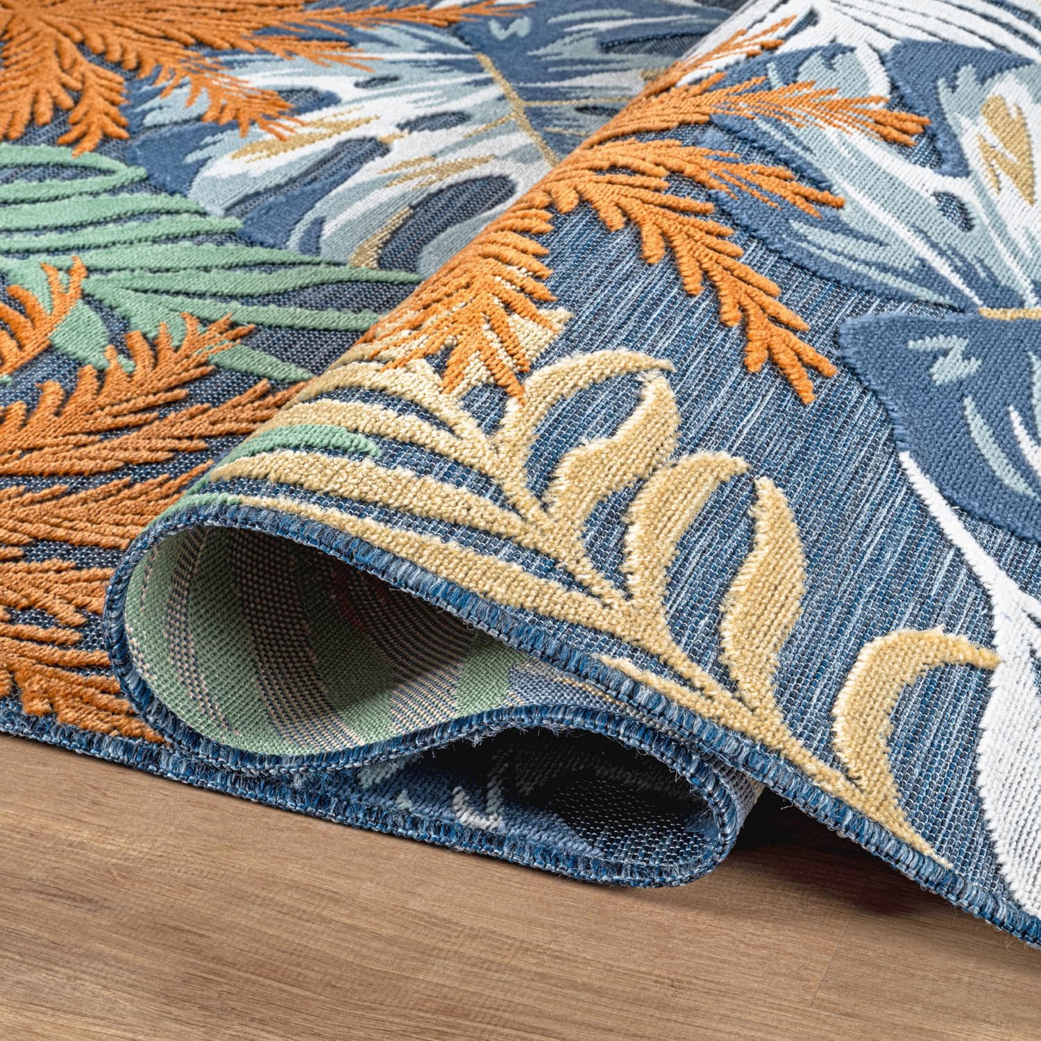 Luul Home Floral Indoor Outdoor Rugs 9x12 Large Area Rug for Living Room, Patio Decor, Kitchen, and Entryway Rug, Washable Stain Resistant Outside Carpet Midnight 9 x 12