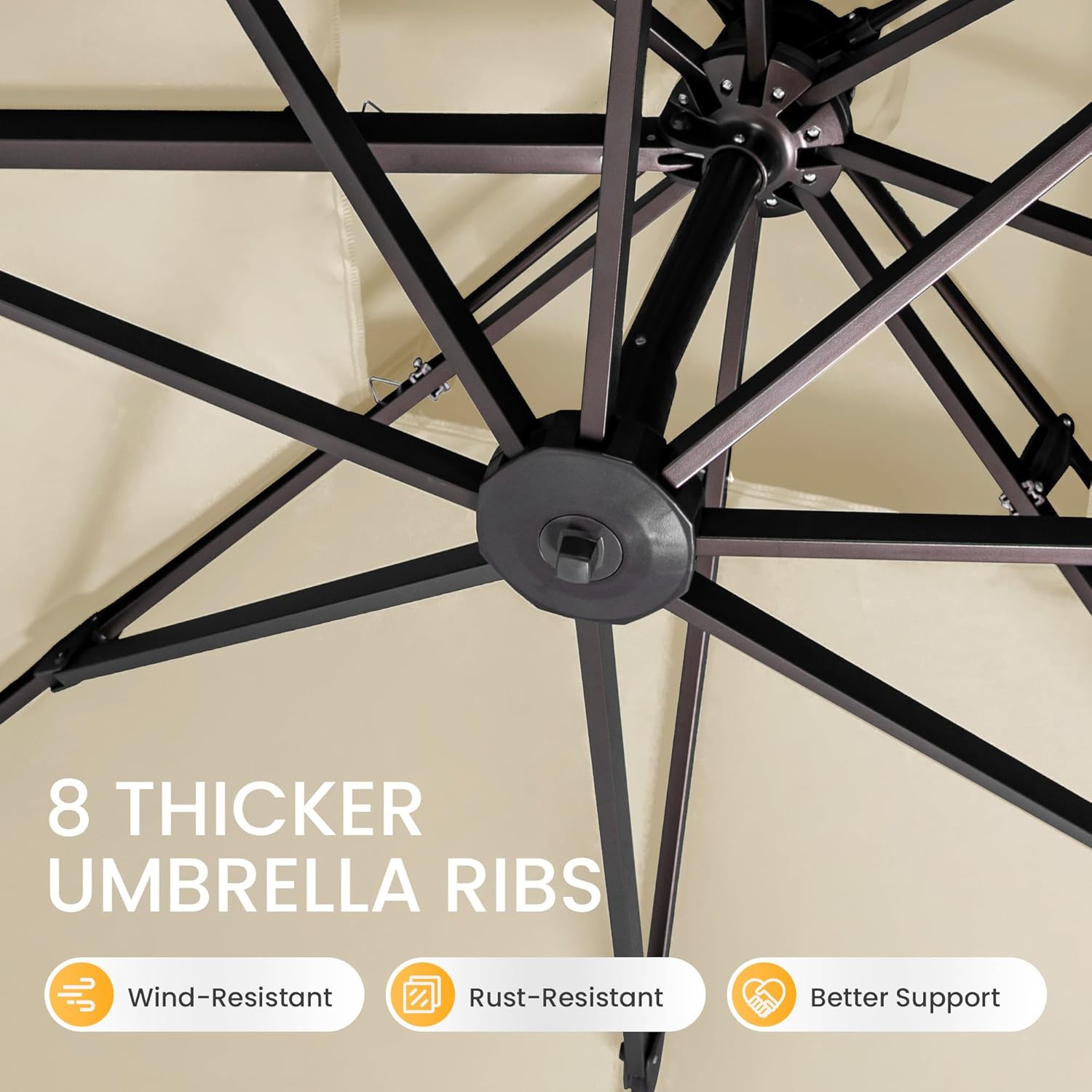 10x10 FT Cantilever Patio Umbrella Double Top Outdoor Square Large Heavy Duty Aluminum Offset Umbrellas with 7 Level Tilt 360-degree Rotation for Pool Garden Deck, Beige