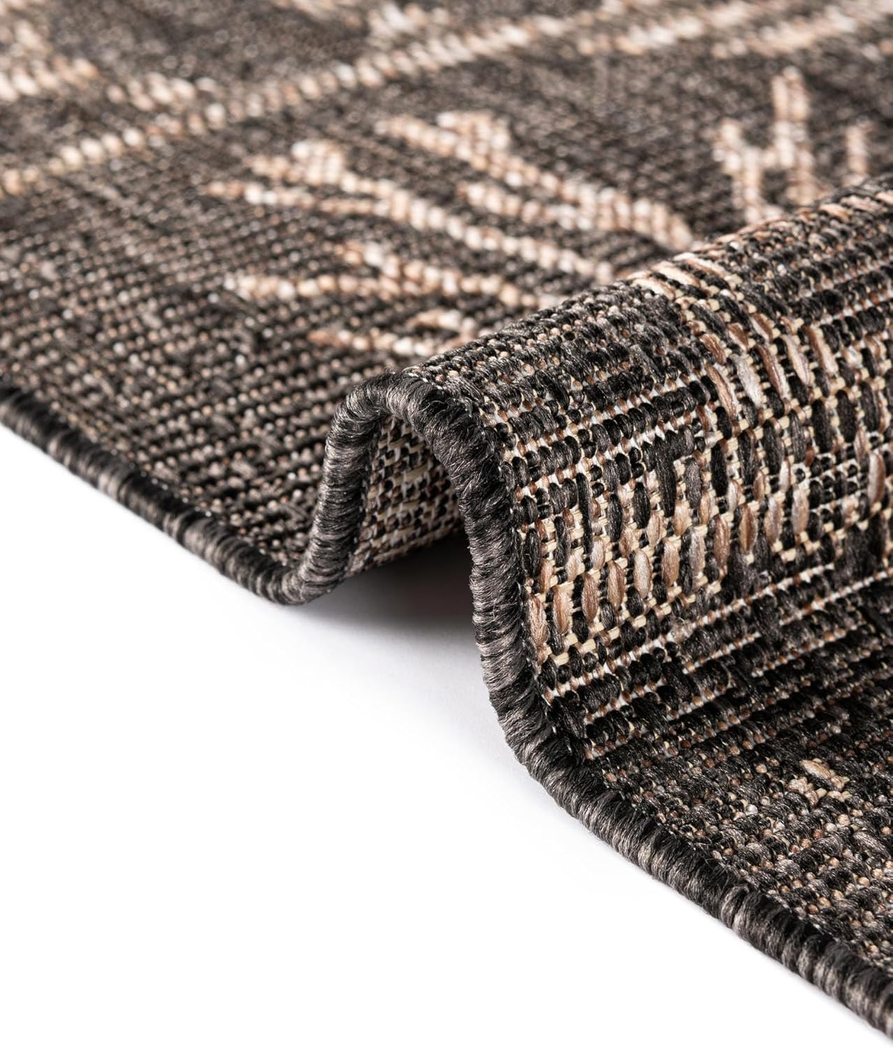 Rugs.com - Outdoor Coastal Rug – 5' 3 x 7' 1 Black Indoor/Outdoor Rug Easy-Clean Flatweave Perfect for Patio Deck and Porch