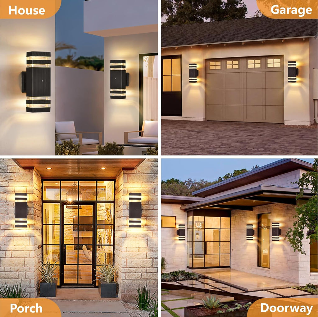 DASTOR 4 Pack Dusk to Dawn Outdoor Wall Lights, 3000K Warm White Exterior Lighting Fixtures, Up and Down Porch Lights Outdoor, Waterproof Outside Lights for House Porch Garage