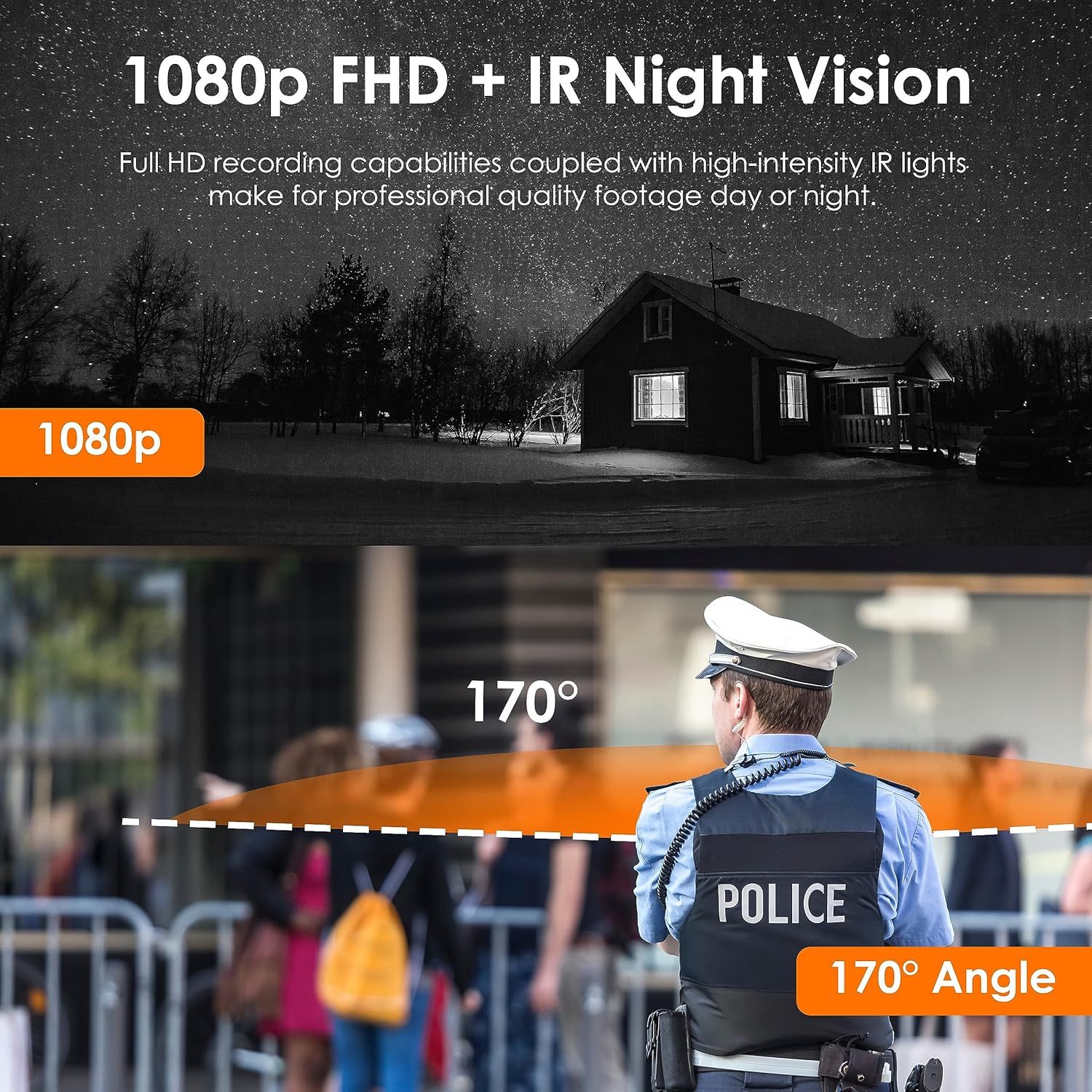 RexingUSA P2 FHD Body Camera - 1080P FHD Body Cam with Infrared Night Vision, Lightweight Wearable Camera, Video Surveillance, 8X Digital Zoom, 170 Degree Lens