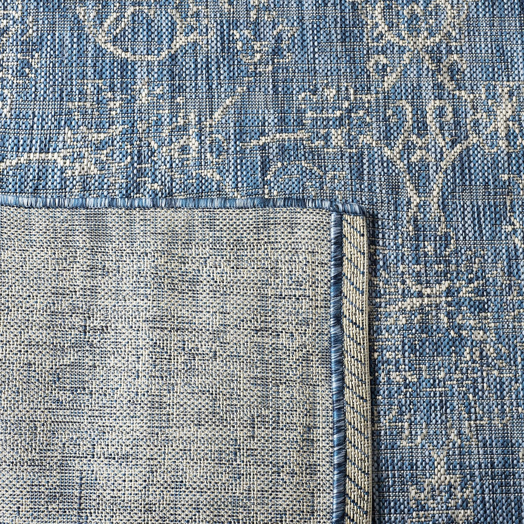SAFAVIEH Washable Rug Outdoor Courtyard Collection - 9' x 12', Navy & Ivory, Non-Shedding & Easy Cleaning, Ideal for Patio, Backyard, Mudroom (CY8680-36821)