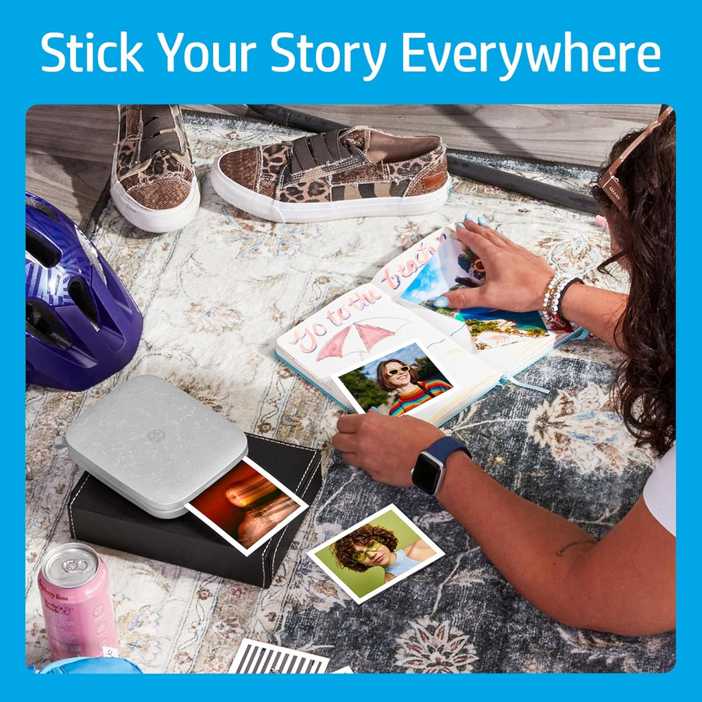 HP Sprocket 3x4 Instant Smartphone Photo Printer - Portable Color Wireless Mobile Printer - Zink Sticky-Back Photos - Print from Compatible iOS & Android Devices with Bluetooth w/the Creative App