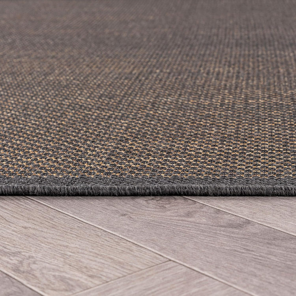 Rugshop Diamond Grid Indoor Outdoor Flat Woven Area Rug,Natural Jute-Style, Easy-Care Patio Rug for Backyard Porch Deck Balcony, 9' x 12' Dark Gray/Natural