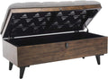 Safavieh Home Collection Liam Light Beige and Dark Oak Tufted Cocktail Ottoman
