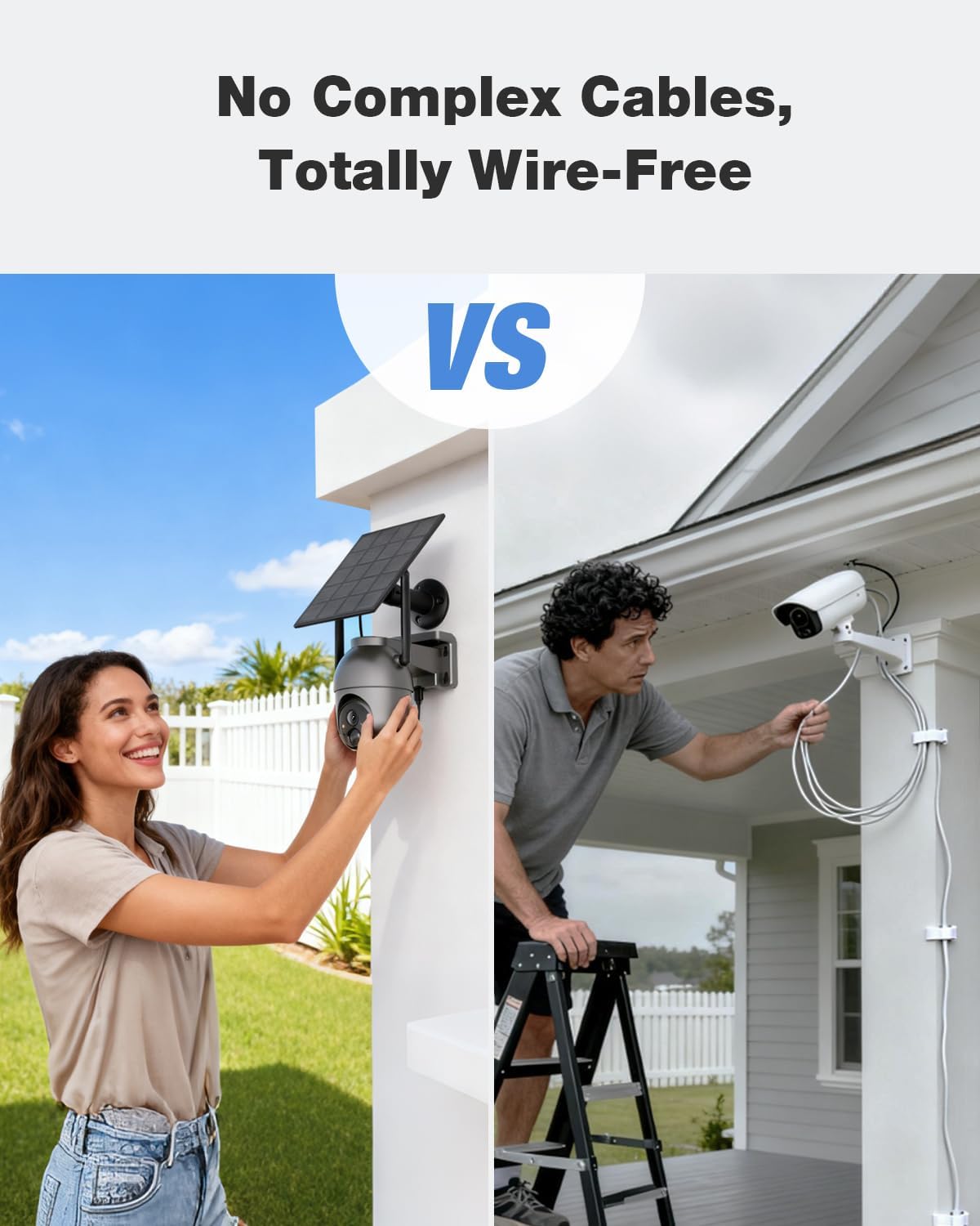 SEHMUA Security Cameras Wireless Outdoor (4-cam-kit), No Subscription Required, Color Night Vision, 360° PTZ, 4MP Live View, Instant Alerts, Solar Security Camera System Works 2.4G & 5G WiFi for House