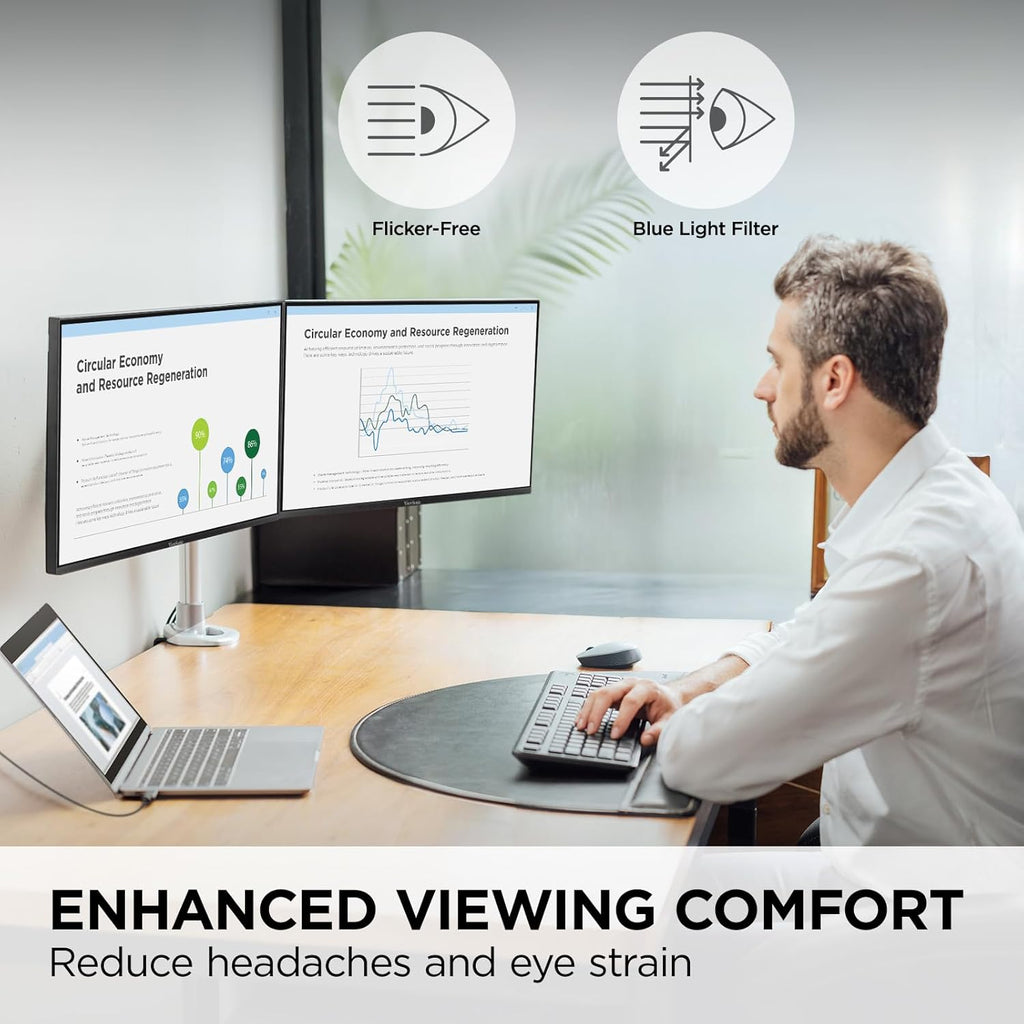 ViewSonic VA2456A-MHD_H2 Dual Monitor Pack Head-Only 1080p IPS Frameless Monitors with 120Hz, Eye Care, VESA Mountable, HDMI, DisplayPort, and VGA Inputs for Home and Office (Renewed)