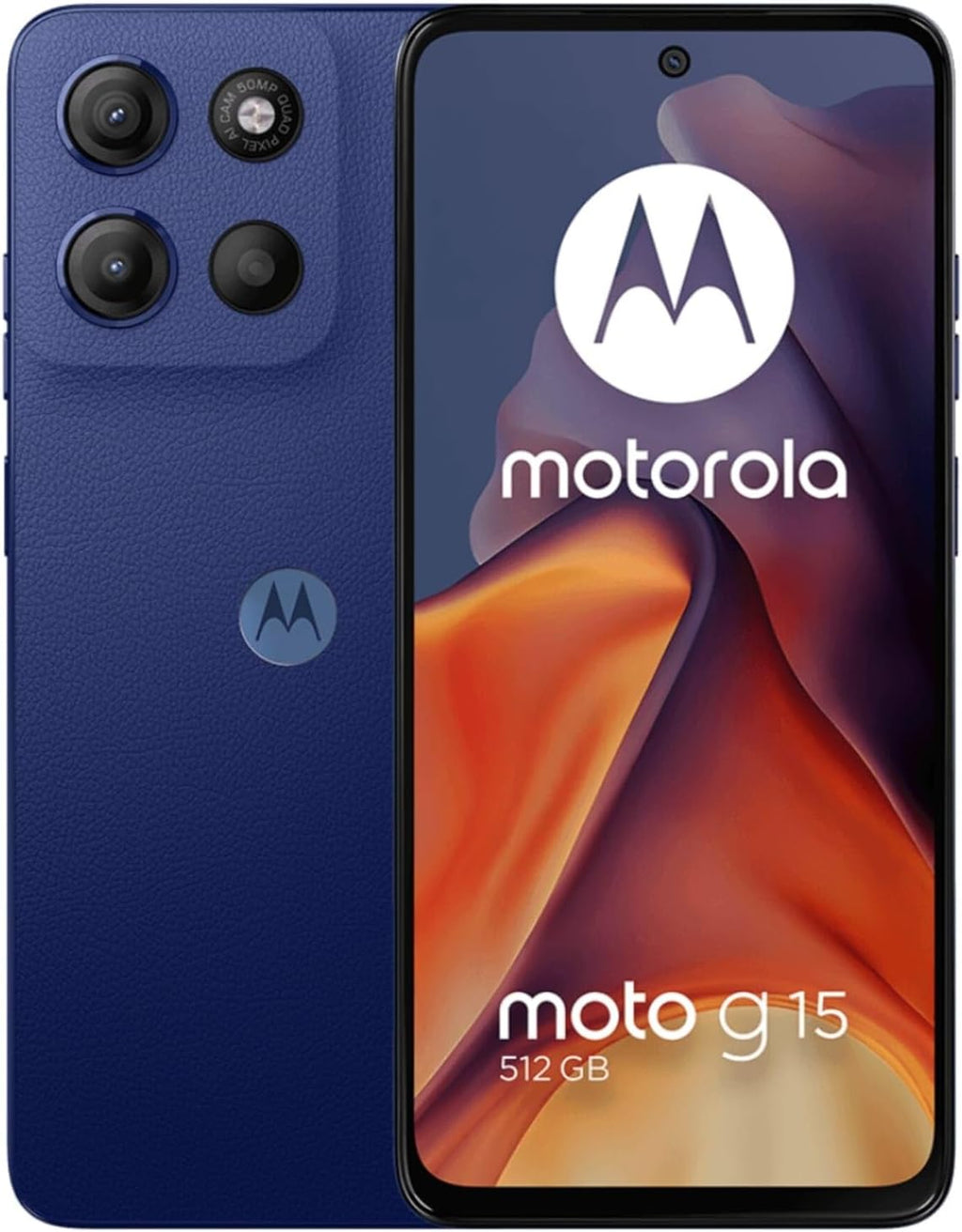 Motorola Moto G15 4G LTE (XT2521-2) 4+512GB Dual Sim | GSM Unlocked | International Model | for T-Mobile, Metro PCS, Mint, Ultra, & Tello - (Blue)