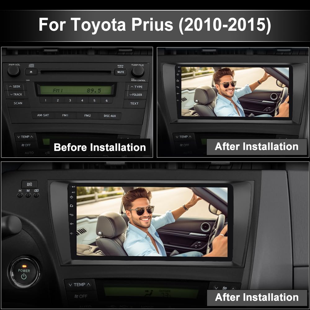 9 inch Car Radio for Toyota Prius 2010-2015, Android 13 Stereo with Wireless CarPlay Android Auto FM BT GPS SWC Backup Camera (4GB RAM+64GB ROM)