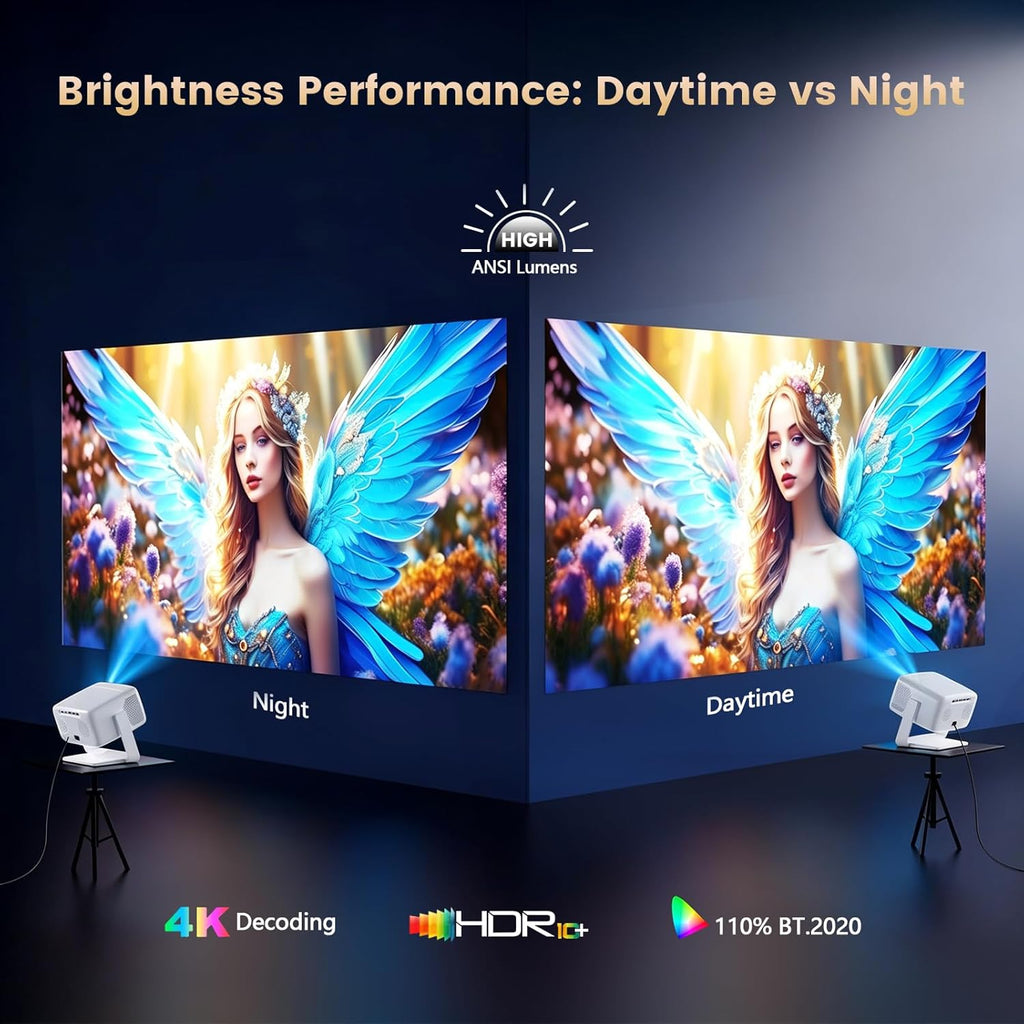 3500-Ultra Bright/Official Apps Downloads/65W Dolby Audio/4K Support Smart Outdoor Projector with WiFi and Bluetooth, Auto Focus, All-in-One Streaming Apps Proyector, 2026 Upgraded from Grey Model