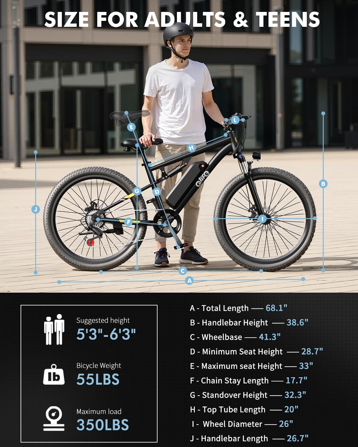 Qlife Racer Electric Bike for Adults - 21-Speed Mountain Lightweight Ebike with Peak 1000W/750W 25MPH/22MPH Brushless Motor, 375Wh Removable Battery, 26X2.1 Tire Step Over E-MTB, Up to 40 Miles