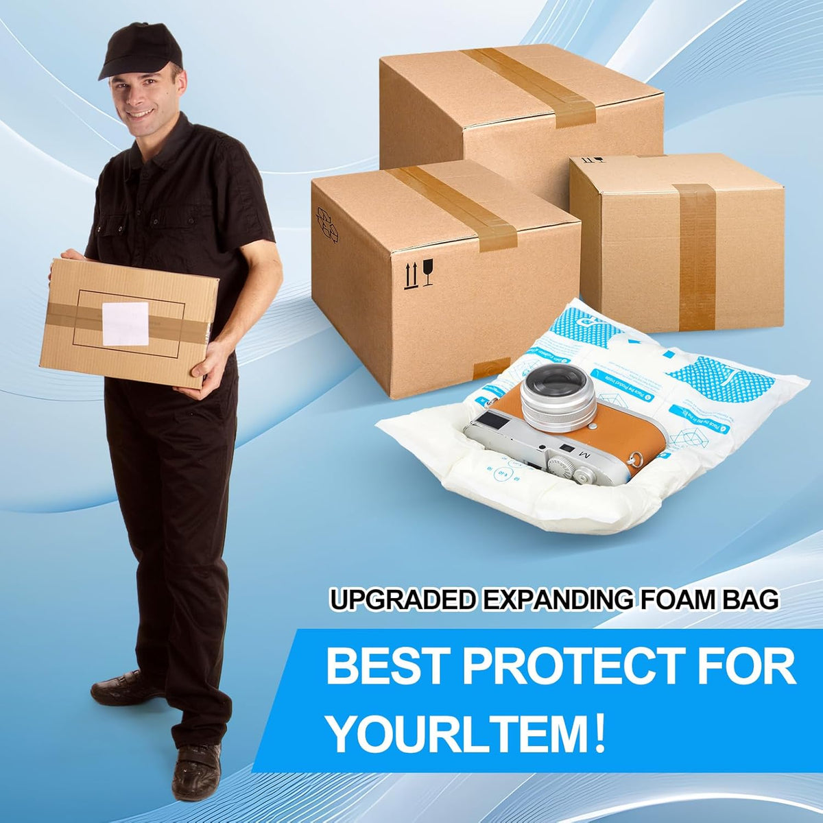 Pangda 32 Pcs 10 × 10 Inch Expanding Foam Packaging for PC & Irregular Shaped Items Shockproof Expandable Packing Foam, Protective Computer Shipping Material for Electronics & Fragile Devices
