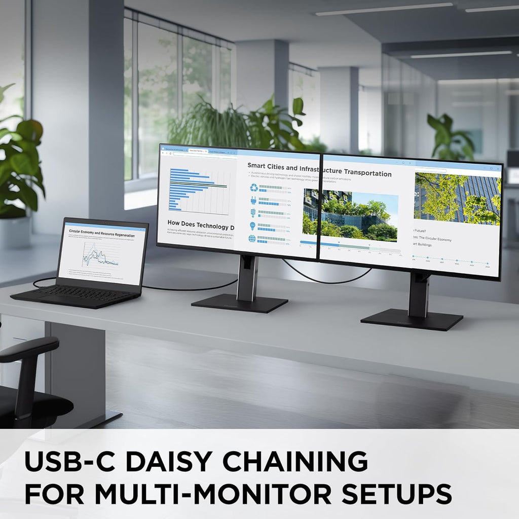 ViewSonic VG2458 24 Inch 1080p IPS Docking Monitor with Advanced Ergonomics, 100W USB C, 5-Port USB Hub, HDMI, DisplayPort, and Daisy Chain for Home and Office (Renewed)