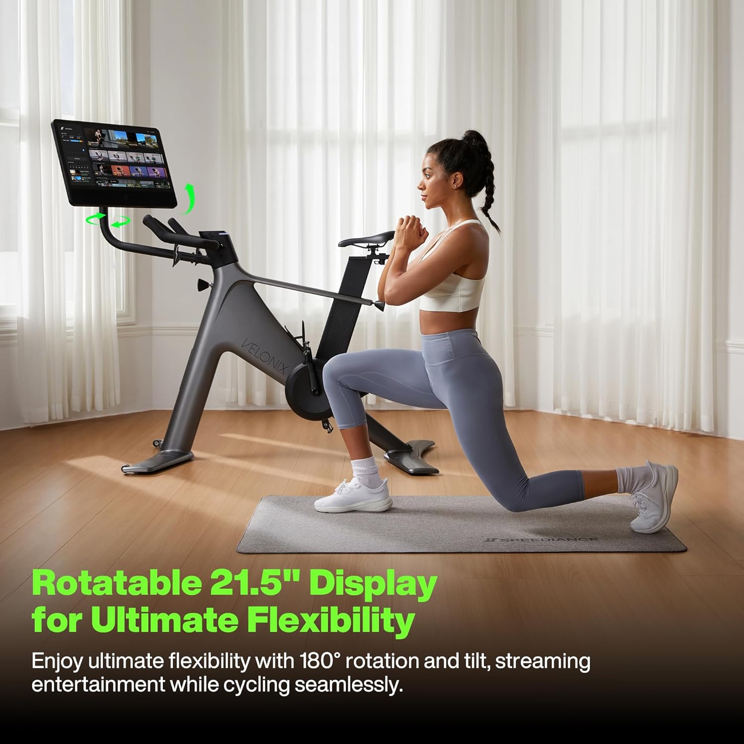 Speediance VeloNix Exercise Bike, Smart AI Fitness Bike with Personalized Fitness Courses & Online Cycling Coaching, 21.5" Screen, Solid Design, Low-Noise Cycling Bike, Stationary Bikes for Indoor Gym