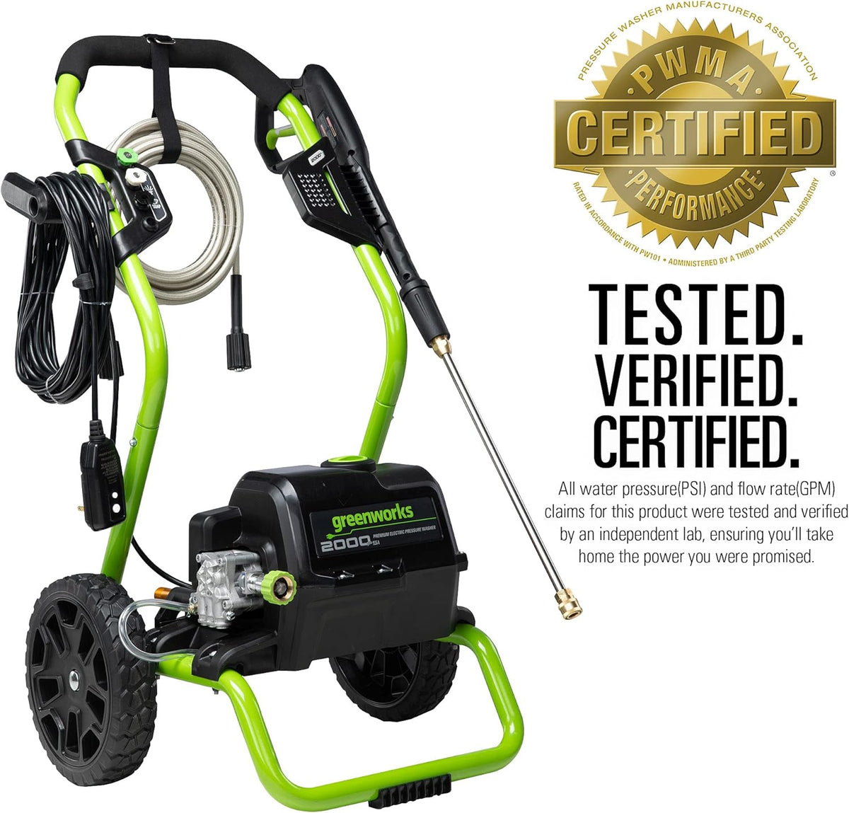 Greenworks 2000 Max PSI @ 1.1 GPM (13 Amp) Electric Pressure Washer GPW2000-1RG
