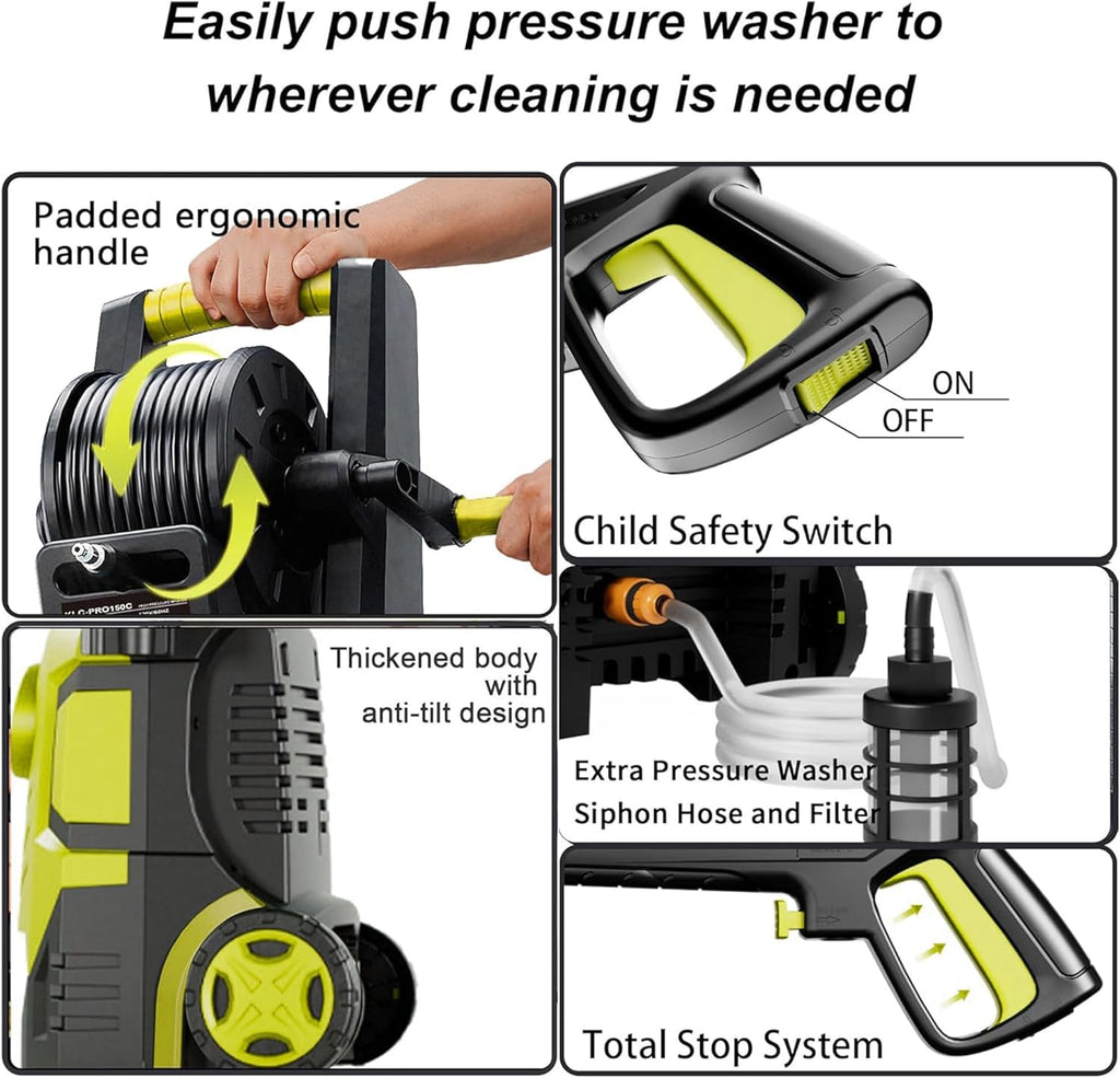 5000 MAX PSI P*ressure Washer 2026 NEW, Touch Screen 8 Level, 4 N*ozzles and F*OAM C*annon, P*ower Cleaner (Yellow)