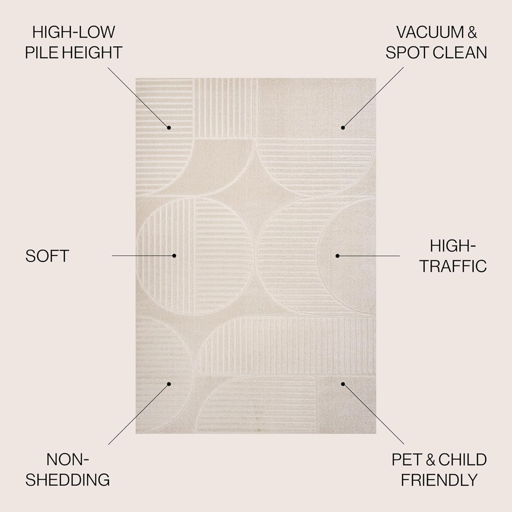 JONATHAN Y Nordby High-Low Arch Striped Ivory/Cream Indoor/Outdoor Area Rug, 8x10, Modern, Contemporary, Geometric, Bohemian, Bedroom, Kitchen, Living Room,Non Shedding (SCN104B-8)