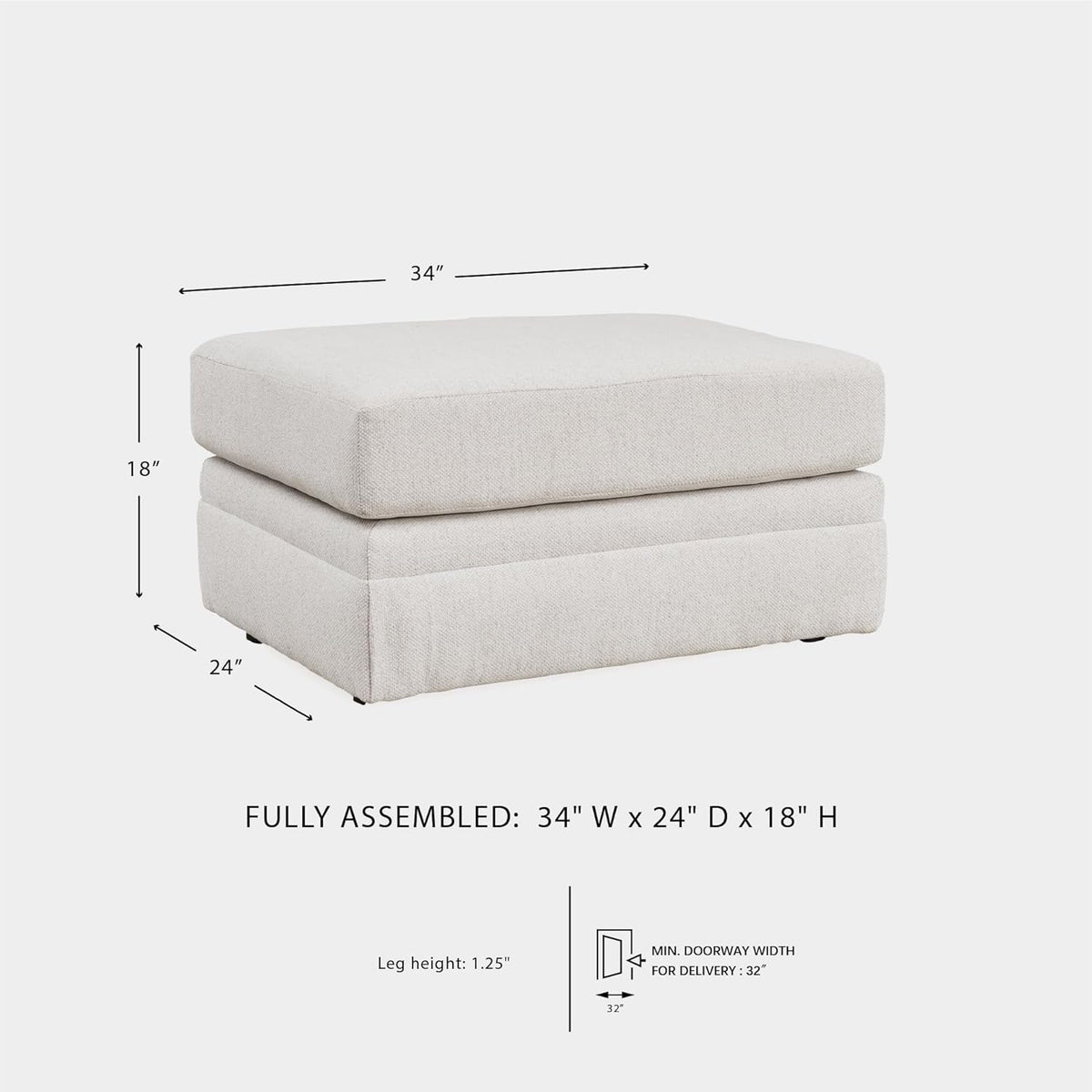 Signature Design by Ashley Maitelynn Casual Upholstered Ottoman, White