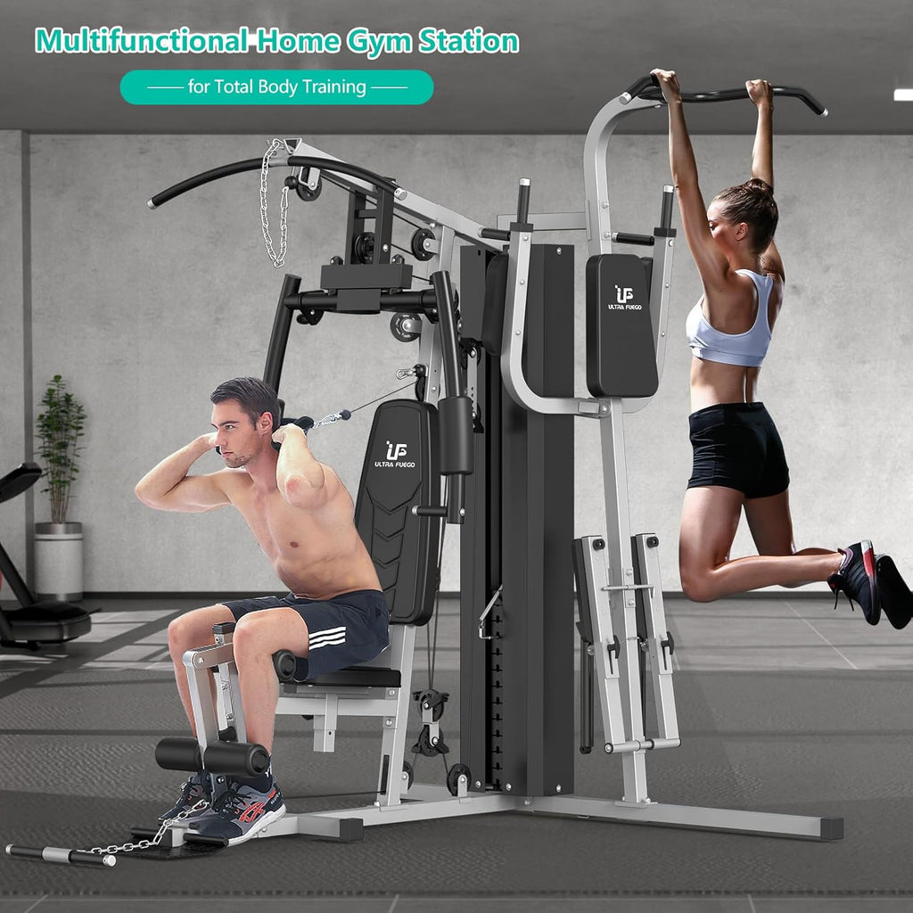 ULTRA FUEGO Multifunctional Home Gym Equipment Workout Station with Pulley System, Arm, and Leg Developer for Full Body Training