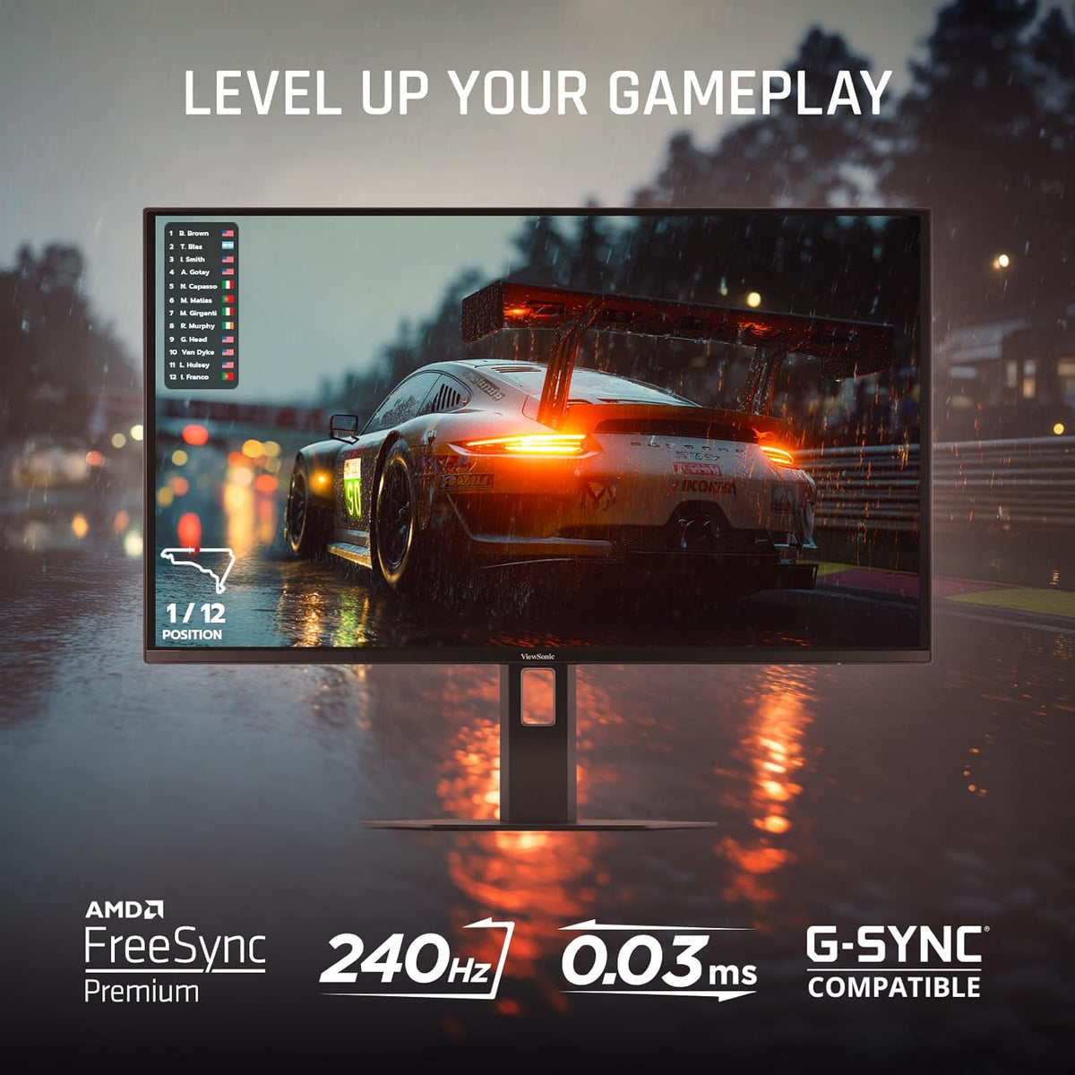 ViewSonic VX2738-2K-OLED 27 Inch 1440p Gaming Monitor, OLED Display with 240Hz and 0.03ms for Smooth Gameplay, FreeSync Premium, Eye Care Technology, Advanced Ergonomics, HDMI, and DisplayPort