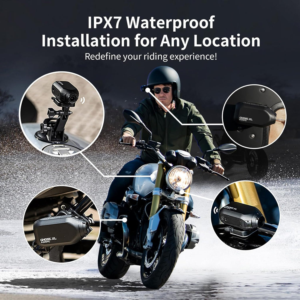DRIFT Ghost XL 9 Hour Battery Action Camera, 1080P IPX7 Waterproof Helmet Camera, WiFi Remote Control Sport Cameras Wearable for Vlog Motorcycle Bicycle Cam
