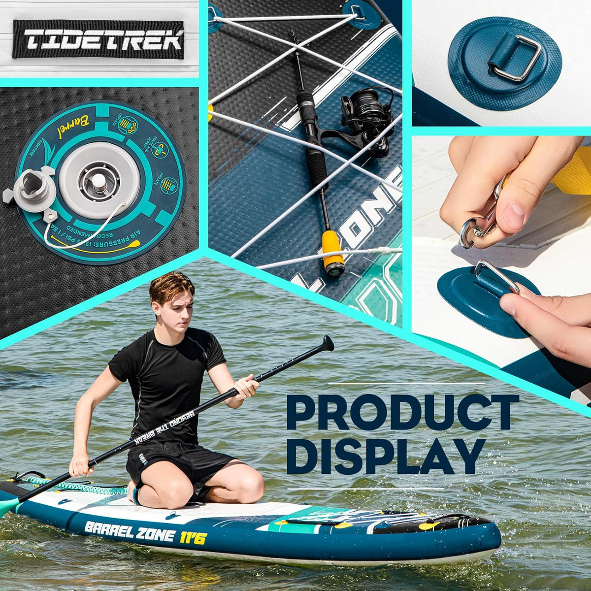 11'6" Inflatable Stand Up Paddle Boards, Premium SUP Accessories, Non-Slip Comfort Deck for Youth & Adults
