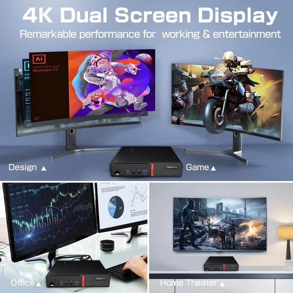 Lenovo ThinkCentre M700 Tiny Desktop PC with 24" FHD Monitor, Intel Quad Core i5-6500, 16GB DDR4 RAM 256GB SSD, 2 DisplayPort, Keyboard & Mouse, WiFi, Windows 11 Pro (Renewed)