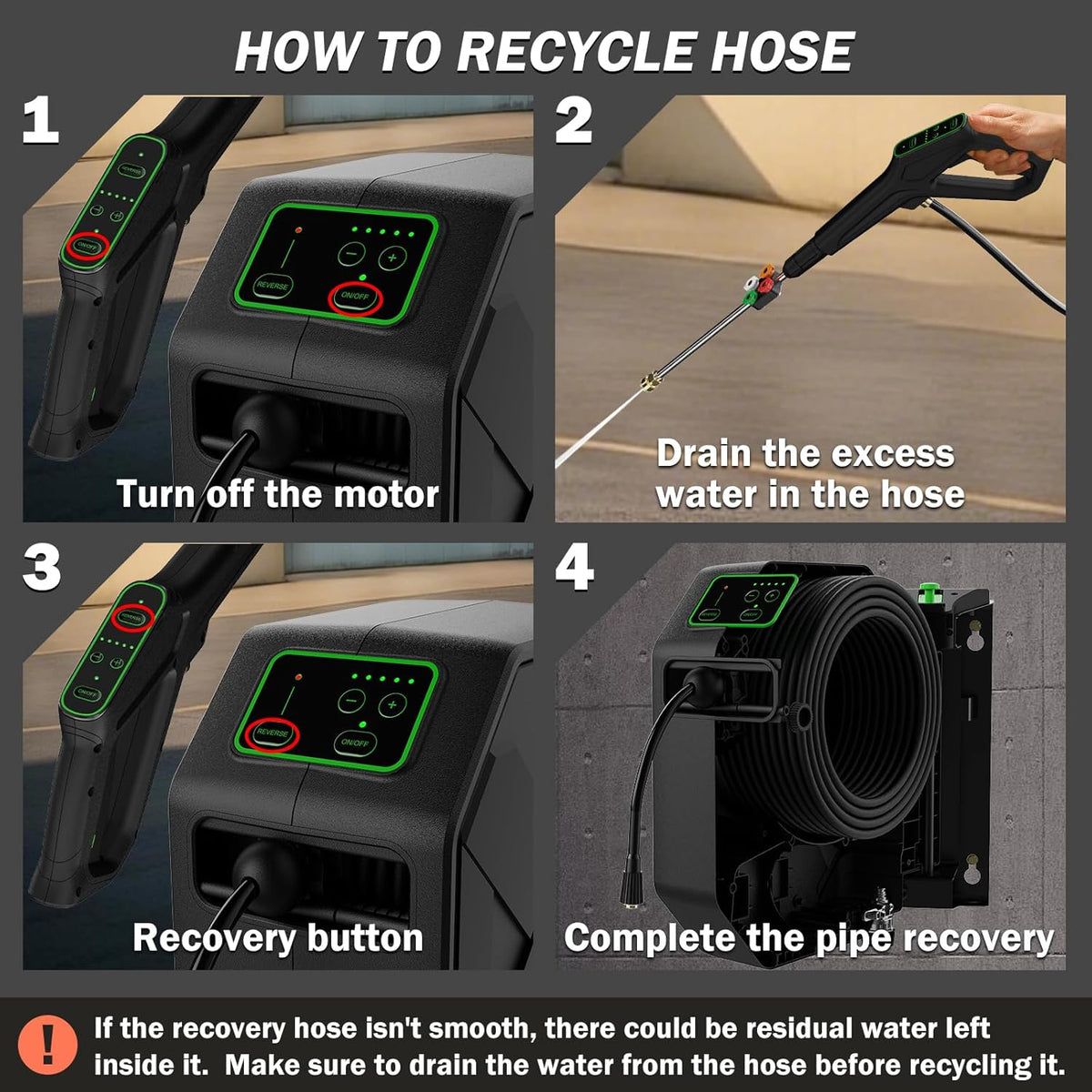 Wall Mounted PowerWasher 5000MAXPSI, 100FT Retractable Hose, Foam Cannon & 5 Quick Connect Nozzles for Car, Lane, Patio Cleaning