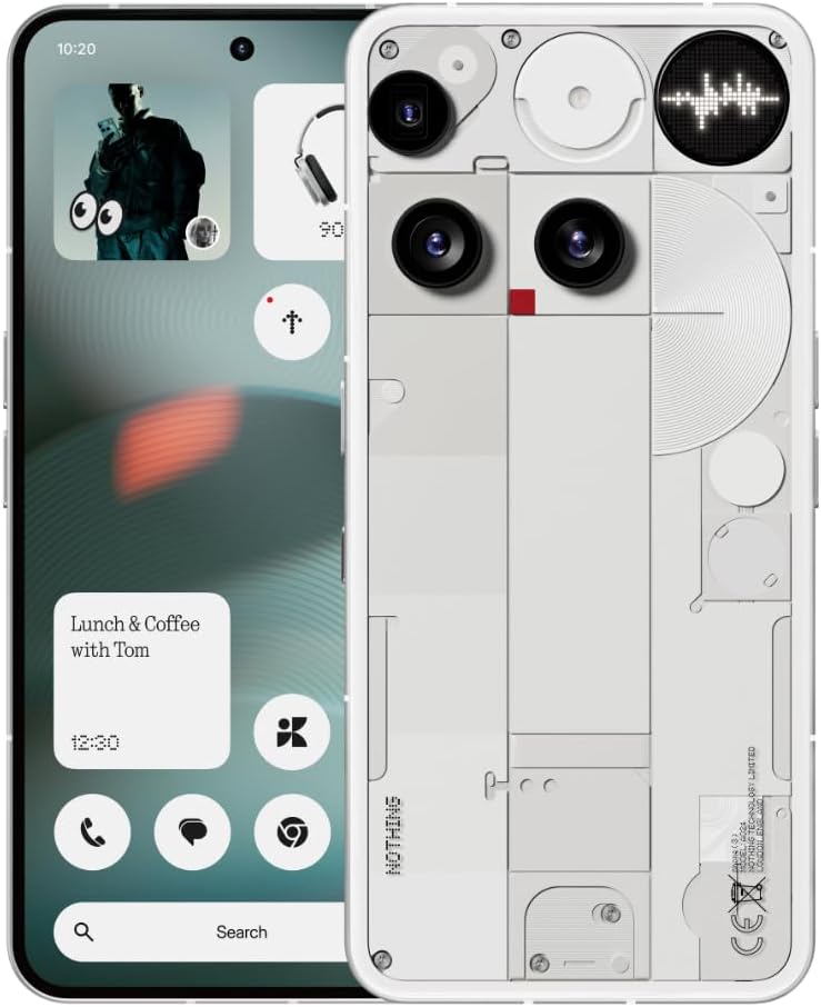 Nothing Phone (3) Cell Phone, 5G Unlocked Phones 256GB, Android 15, Snapdragon 8s Gen4, AI Mobile Phones with Four 50MP Cameras & AMOLED Display, 5150mAh, Glyph Interface, Smartphone White