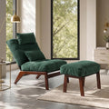 GEMBED Accent Chair with Ottoman Adjustable Backrest, Comfy Lounge Chair Single Sofa with Headrest Lumbar Pillow, Reading Chair with Footrest for Bedroom, Living Room, Garden, Green