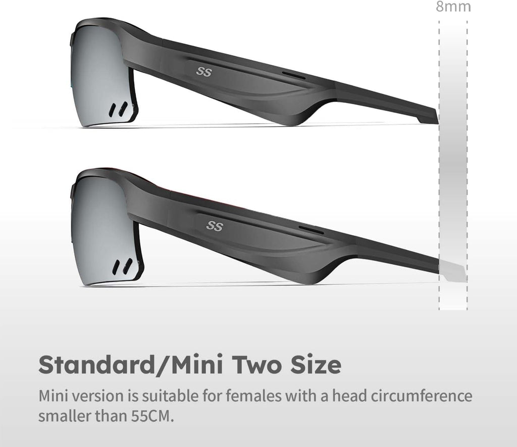 Sports Audio Sunglasses, Smart Bluetooth Glasses for Cycling, Running and Hiking. Black Frame & Transition AR Purple.