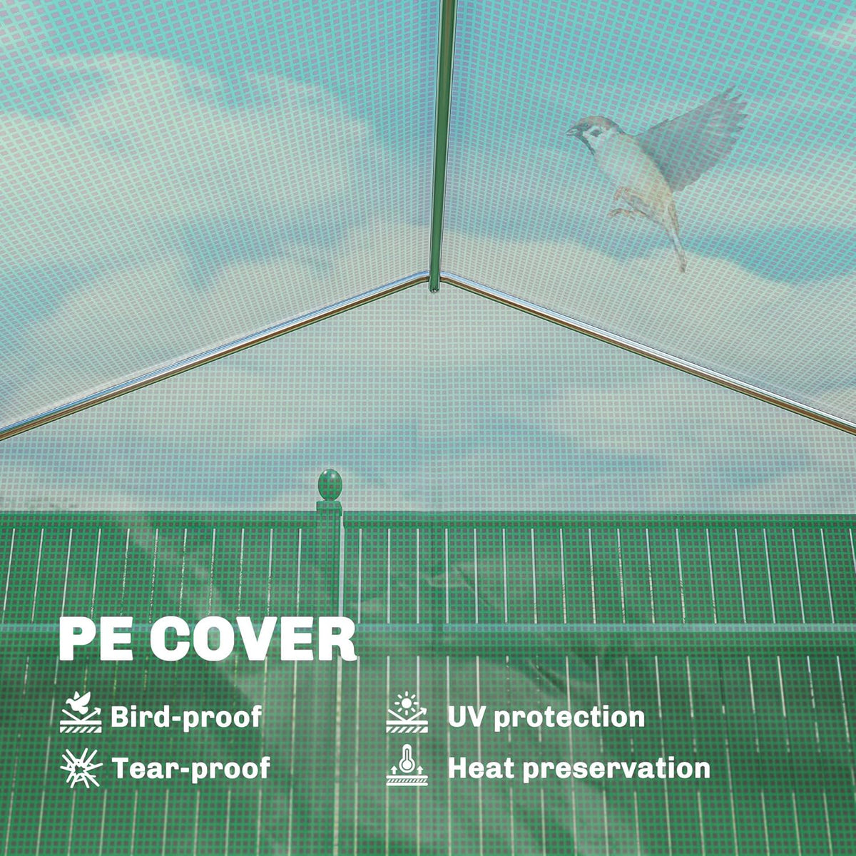 Outsunny 10' x 11' x 6' Walk-in Tunnel Greenhouse with Shelves, Plant Hot House with PE Cover, Mesh Door and Windows, Outdoor Green House for Patio Lawn Garden, Green